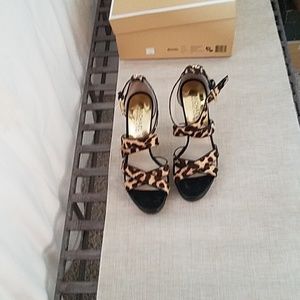 Women's, size  6, leopard,  heeled sandals.